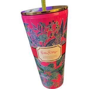 Lilly Pulitzer 24oz Double Wall Acrylic Tumbler, With Straw, Lil Earned Stripes